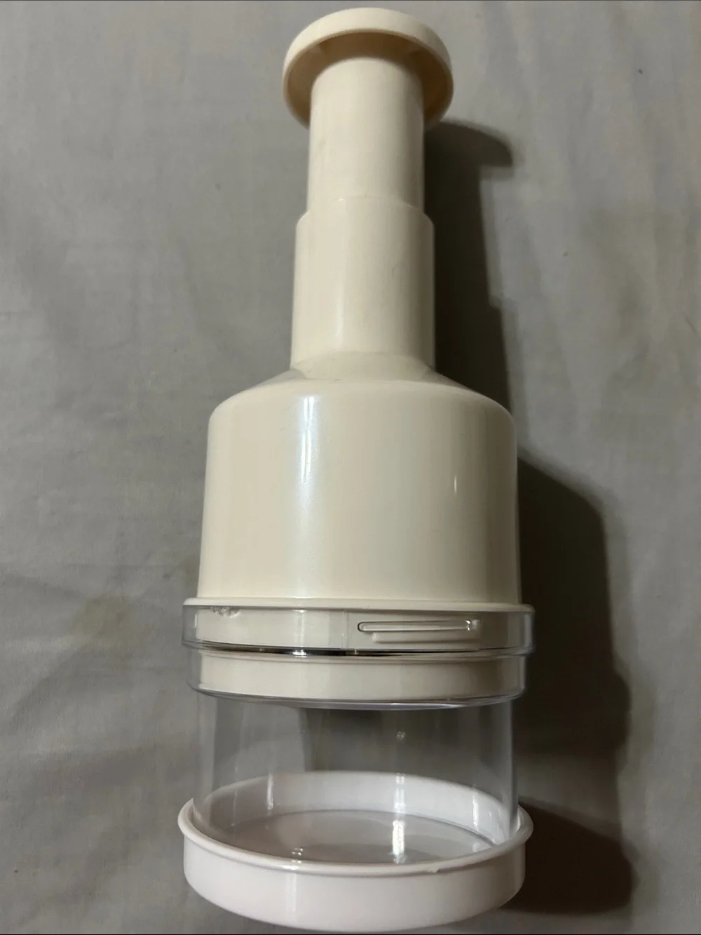 Cream Manual Vegetable Chopper with Clear Bowl - Unbranded